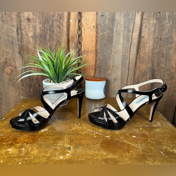 Prada "Authentic" Black Textured Leather Platform Sandals - Size IT 40/US 10 - Picture 4 of 11